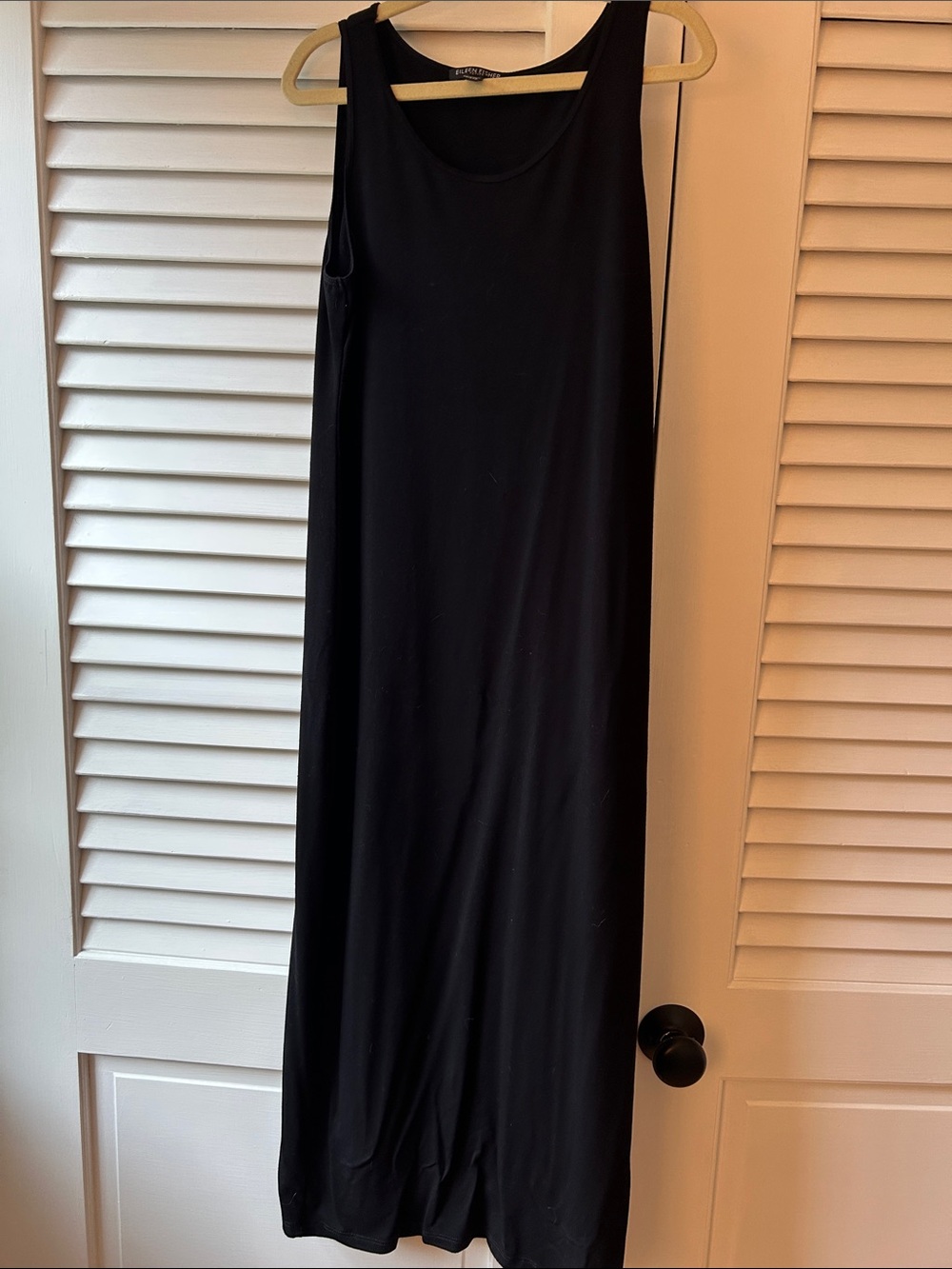 Eileen Fisher Black Sleeveless Long Jersey Dress Fitted Petite Petite
